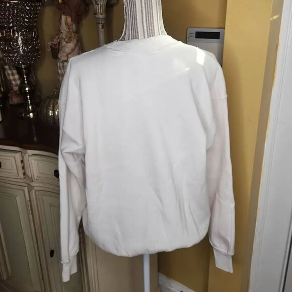 Vintage embroidered Leopard print cream sweatshirt women's size M - Picture 8 of 10